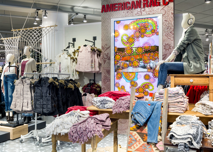 American rag display with bright colors