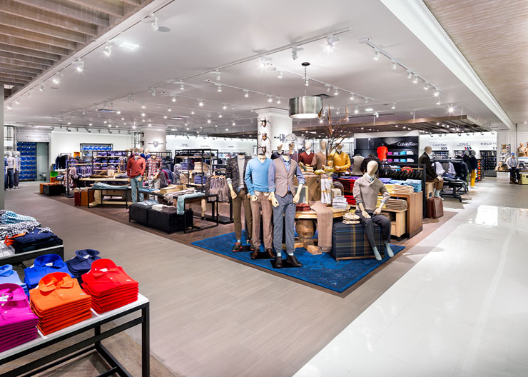 The Calvin Klein portion of the Lord & Taylor store contains a variety of men's clothing