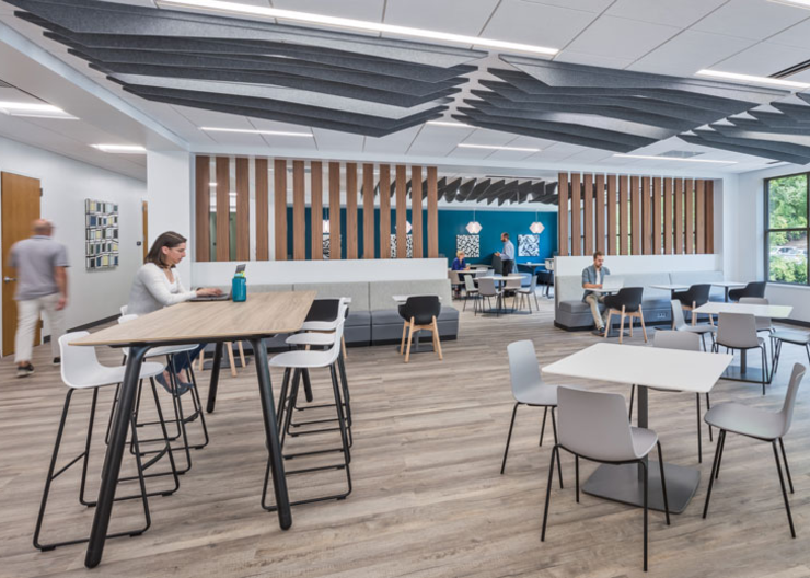 A multi-purpose room with different types of seating