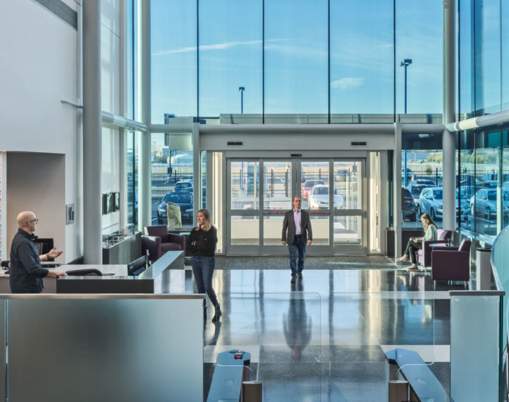 Interior view of AstraZeneca's new lobby