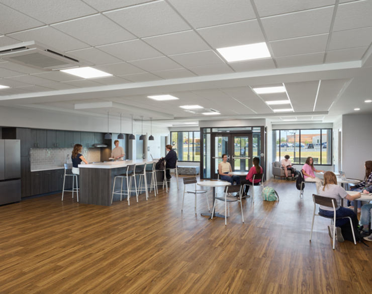 first floor common area in the residence hall