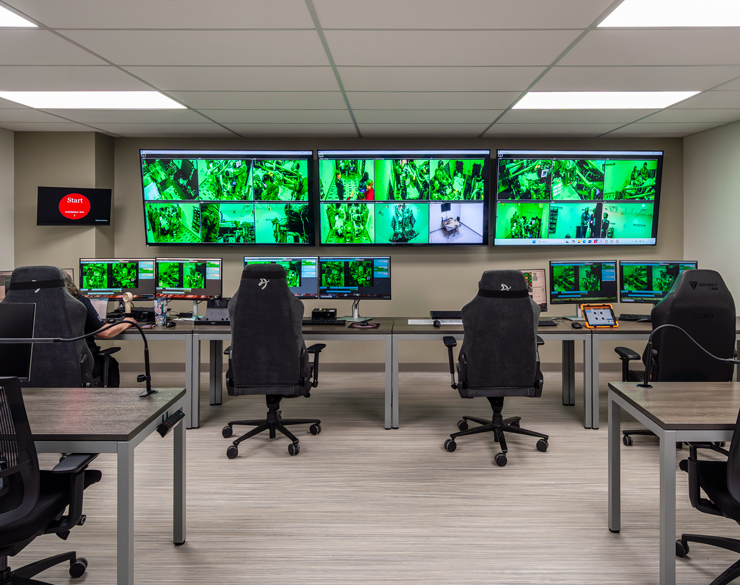 Control room for simulation center