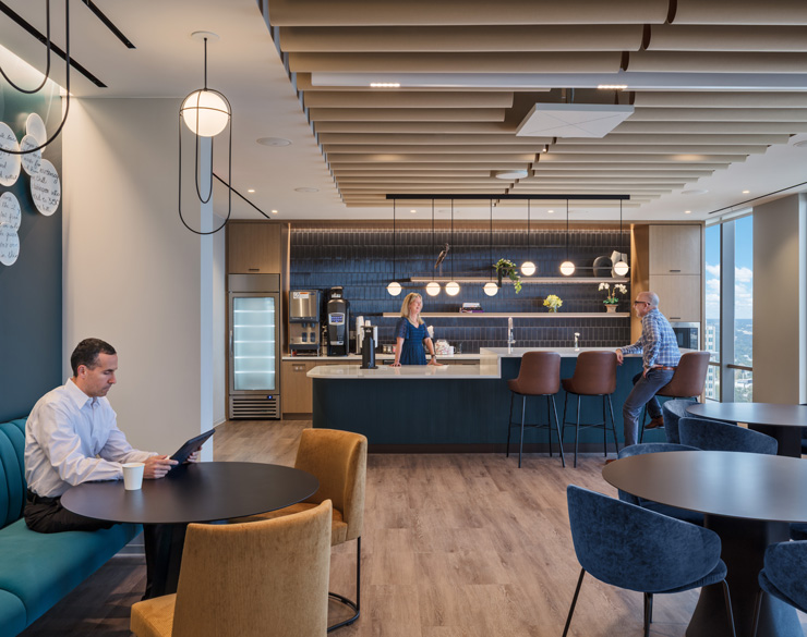 employee kitchen within the confidential financial services client's new tampa client center