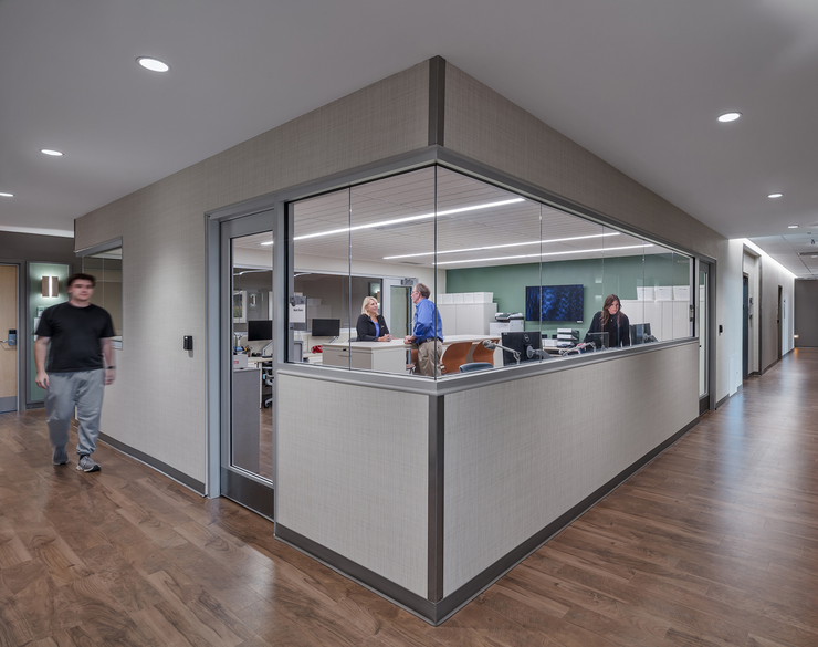 Image of hallway corner with office spaces