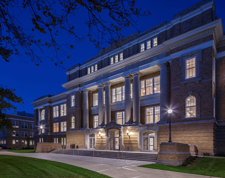 University Hall at night