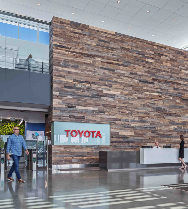 Man walking through the reception area of Toyota Georgetown Facility
