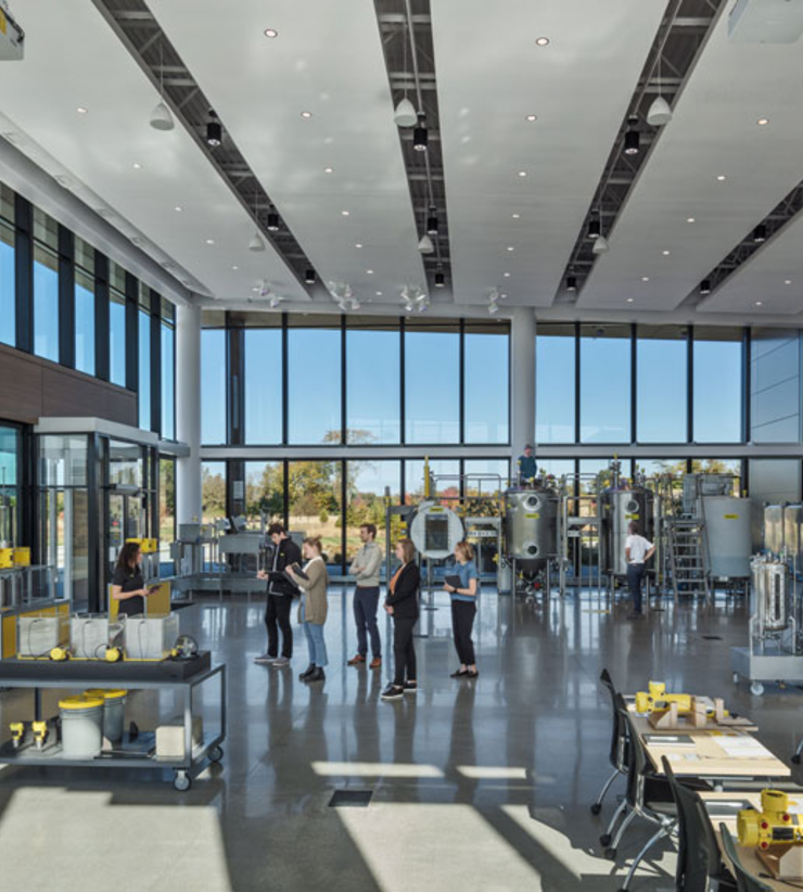 Visitors exploring the display room at VEGA Americas North American Headquarters