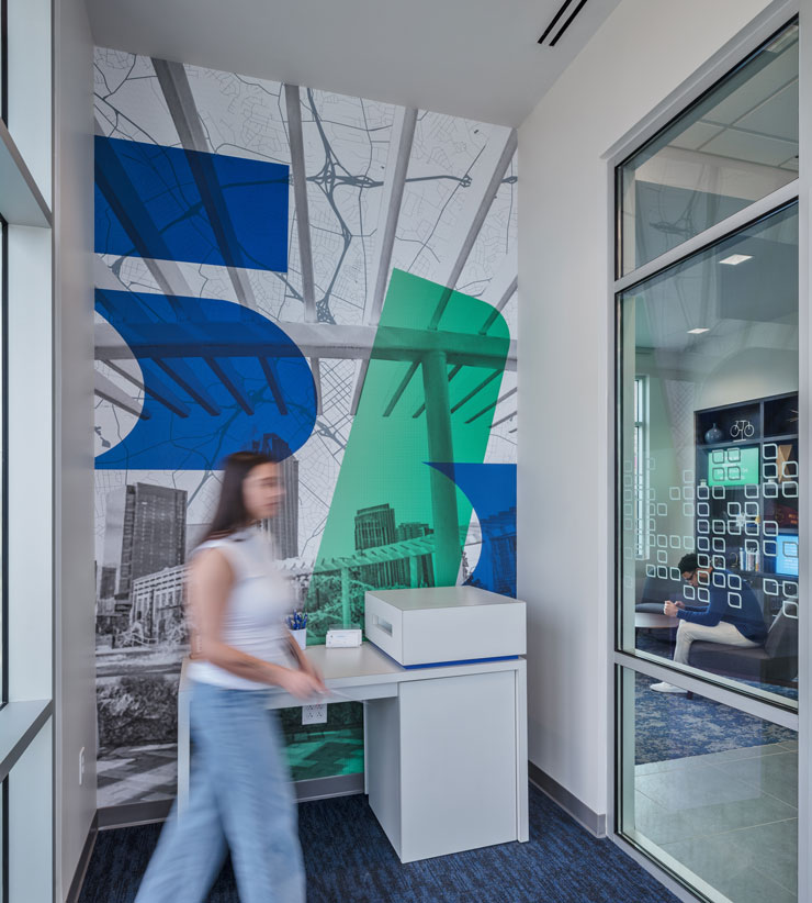 Fifth Third logo wall featured in the space