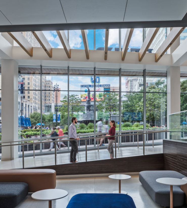 The view from the new atrium into Fountain Square