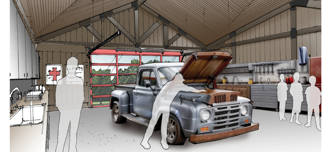 Rendering of skilled trades center at Camp Friedlander