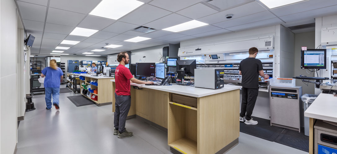 The use of “islands” allows the workspace to be easily reworked as research and compounding techniques evolve.