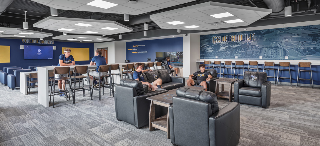 The Cedarville University Callan Athletic Center team room in Cedarville, Ohio. 