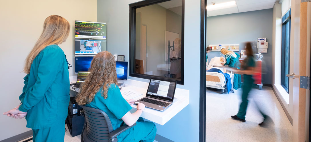 A simulation lab at Wright State University—Lake Campus, in Celina, OH.