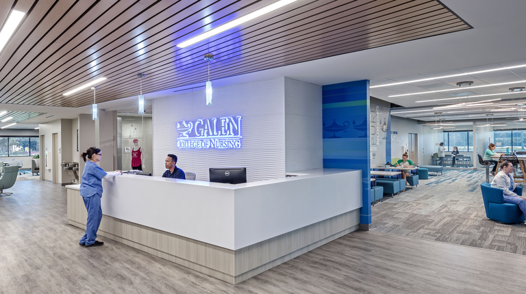 Receptionist desk at Galen College of Nursing