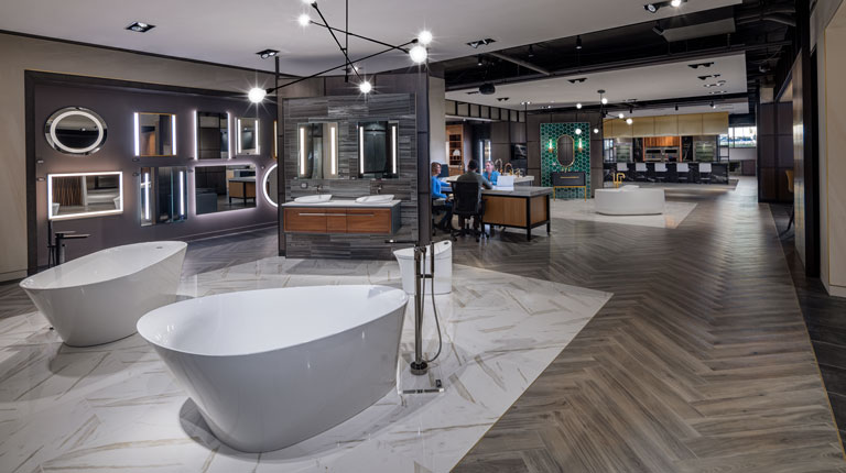 Hero Bath displays within the Ferguson Studio Showroom