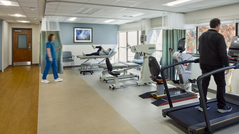 Patients use the physical rehab area