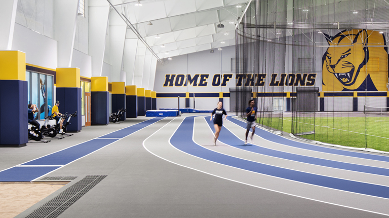 Students training in the Mount Saint Joe Field House