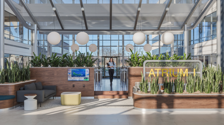 Group RMC's new Atrium 1 lobby serves as a lively focal point