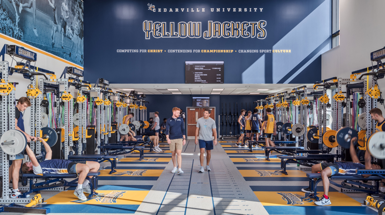Student athletes work out in the new Callan Athletic Center